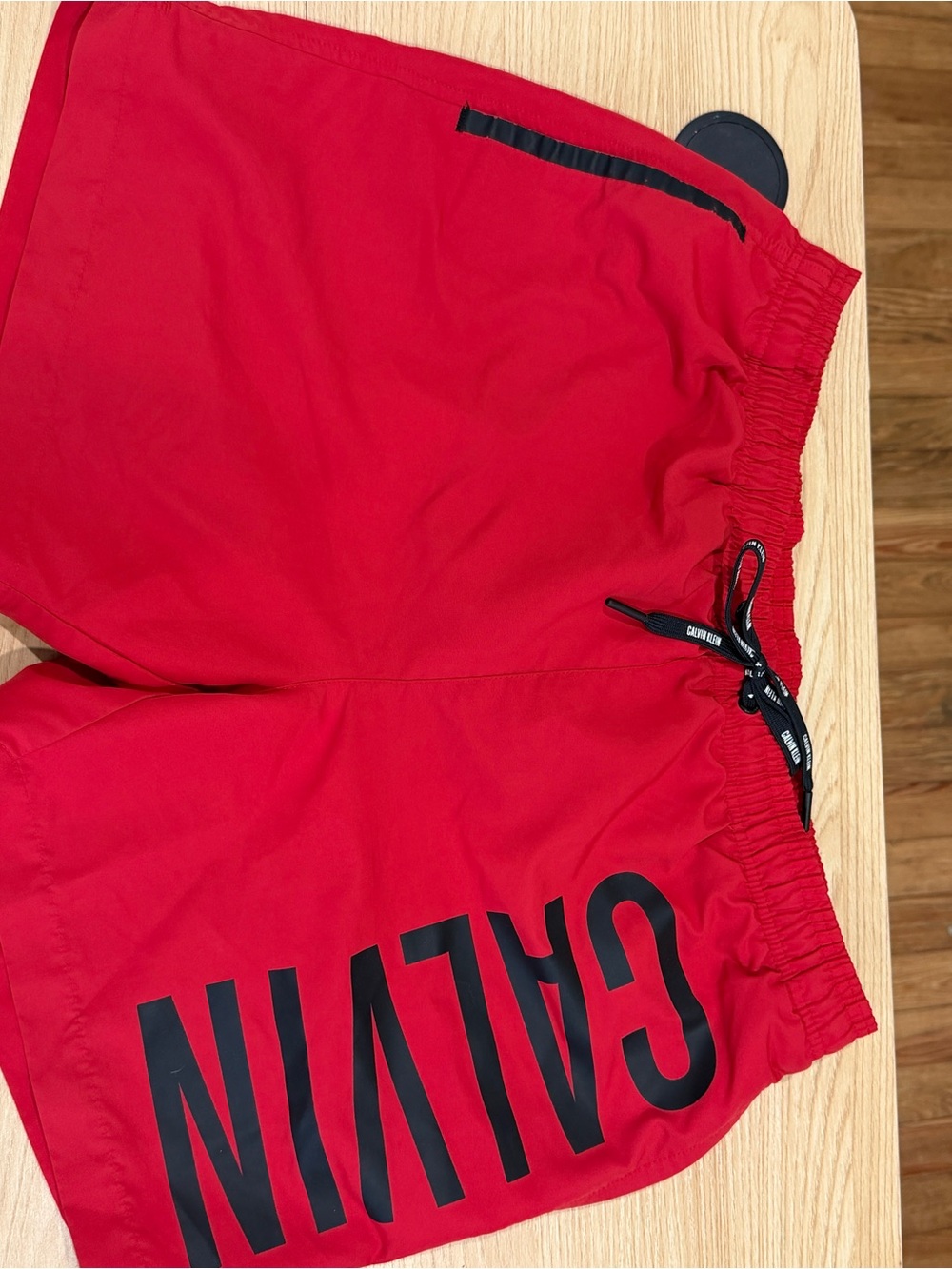 Calvin Klein Red Logo Swim Trunks